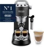 De'Longhi Dedica Style EC 685.BK Espresso Filter Holder Espresso Machine with Professional Milk Foam Nozzle 15 cm Wide 1 Litre Water Tank Full Metal Casing E.S.E Pads Black