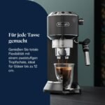 De'Longhi Dedica Style EC 685.BK Espresso Filter Holder Espresso Machine with Professional Milk Foam Nozzle 15 cm Wide 1 Litre Water Tank Full Metal Casing E.S.E Pads Black