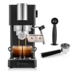 Barista Filterkaffeemaschine mit verstellbarem Mahlwerk & Thermokanne | Warmhaltefunktion, 24h Timer & Permanentfilter | Für 10 Tassen Kaffee | Kaffeemaschine für Bohnen & Pulver [Edelstahl]