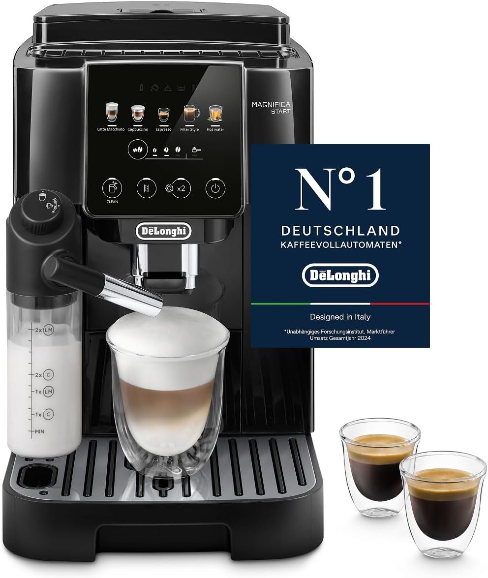 61FyVNl3-AL._AC_SL1500 De’Longhi Magnifica Start - Perfetto Kaffeevollautomat mit LatteCrema-Milchaufschäumer, 4 One-Touch-Getränke, Cappuccino, Espresso Kaffeemaschine, Soft-Touch-Bedienfeld, Schwarz (ECAM220.91.B)
