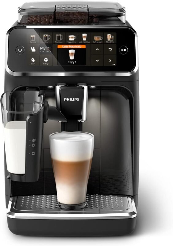 Philips Kaffeevollautomat der Serie 5400 – Espressomaschine für 12 Getränke, schnell reinigendes LatteGo System, intuitives TFT-Display, anpassbare Kaffeeeinstellungen (EP5441/50)