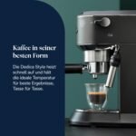 De'Longhi Dedica Style EC 685.BK Espresso Filter Holder Espresso Machine with Professional Milk Foam Nozzle 15 cm Wide 1 Litre Water Tank Full Metal Casing E.S.E Pads Black