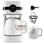 Barista Filterkaffeemaschine mit verstellbarem Mahlwerk & Thermokanne | Warmhaltefunktion, 24h Timer & Permanentfilter | Für 10 Tassen Kaffee | Kaffeemaschine für Bohnen & Pulver [Edelstahl]