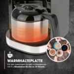 Barista Filterkaffeemaschine mit verstellbarem Mahlwerk & Thermokanne | Warmhaltefunktion, 24h Timer & Permanentfilter | Für 10 Tassen Kaffee | Kaffeemaschine für Bohnen & Pulver [Edelstahl]