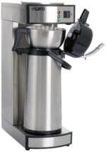 Saro 317-2085 Thermo Coffee Machine with Basket Filter and Thermos Flask, Industrial Coffee Machine with Thermos Jug (2.2 Litres, approx. 10 Cups, Brewing and Warming Function), Silver, 1.8 Litres