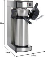 Saro 317-2085 Thermo Coffee Machine with Basket Filter and Thermos Flask, Industrial Coffee Machine with Thermos Jug (2.2 Litres, approx. 10 Cups, Brewing and Warming Function), Silver, 1.8 Litres