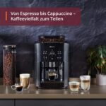 Krups EA8108 fully automatic coffee machine (automatic cleaning, 2-cup function, milk system with CappucinoPlus nozzle, 15 bar, coffee machine, espresso, coffee machine) black