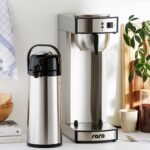 Saro 317-2085 Thermo Coffee Machine with Basket Filter and Thermos Flask, Industrial Coffee Machine with Thermos Jug (2.2 Litres, approx. 10 Cups, Brewing and Warming Function), Silver, 1.8 Litres